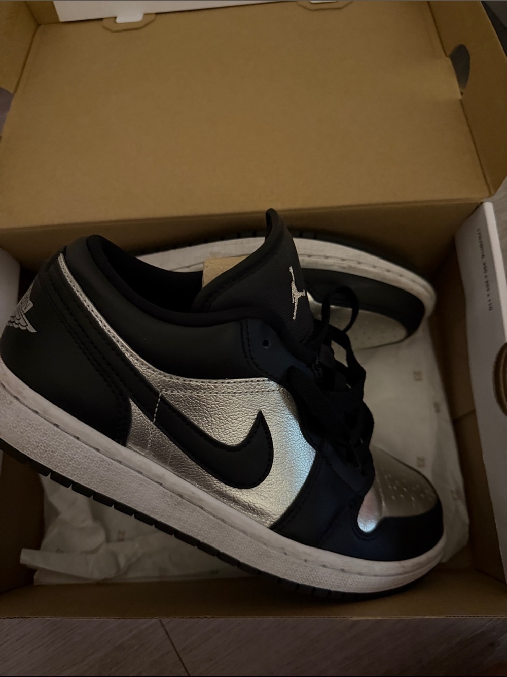 Nike Black and Metallic Silver Low-Top Sneakers
